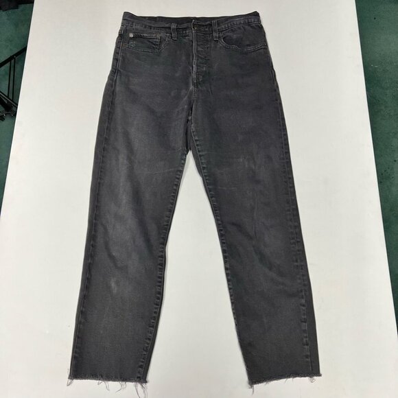 Levis Womens Jeans Dark Gray Charcoal Wash Stretch Frayed High Rise 30 - Picture 1 of 11